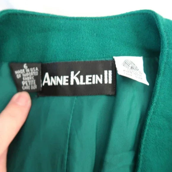 Vintage 80s Anne Klein dark green wool blazer jacket 6P - Picture 5 of 5